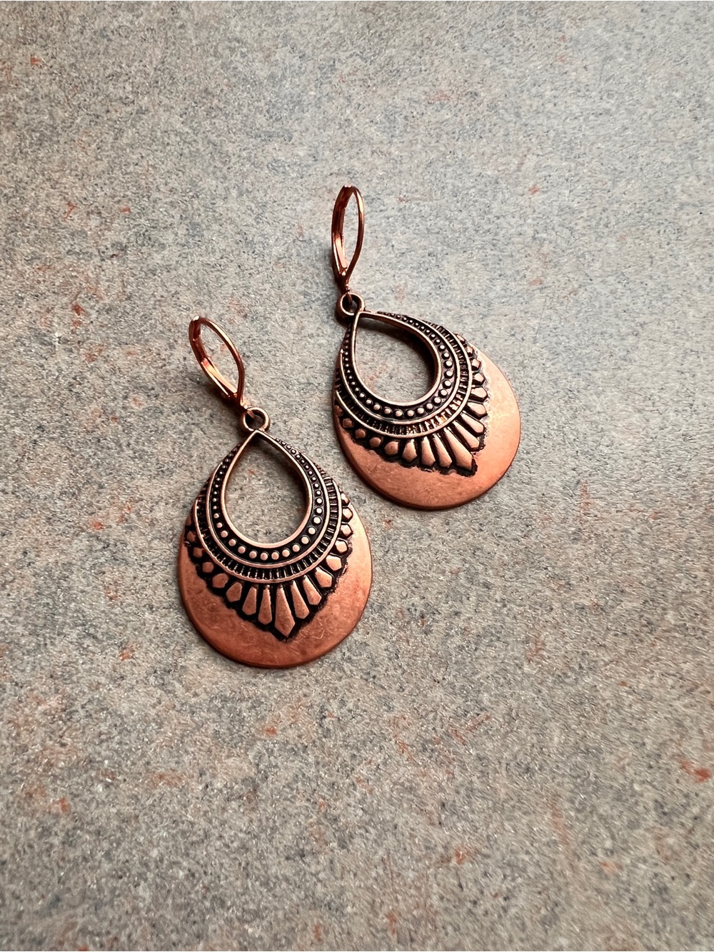 Boho Copper-tone Teardrop Dangle Earrings - Women Jewelry